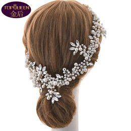 Pearl Hair Band Diamond Bridal Tiara Baroque Beautiful Headpieces Bride Ladies Jewelry Crowns Bride Wedding Crown Accessories European Retro Palace Crown