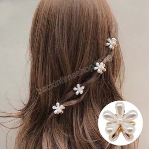 Pinzas para el pelo con perlas, horquillas de flores, accesorios Retro para el cabello para mujeres y niñas, Mini pasadores pequeños