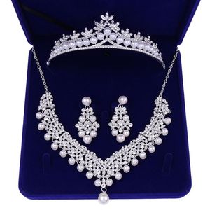 Pearl Hair Crown driedelige set grote promotie diamanten hoofdtooi retro-stijl clips barettes