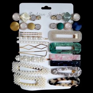 Perle épingle à cheveux ensemble Collection mode Amazon acrylique acide pinces à cheveux combinaison cadeau de noël femmes bijoux