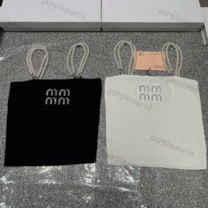 Tanks de licolon perlé pour femmes Sexy tricote gilet été lettre sans manches t-shirts