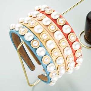 Diademas de perlas, diademas acolchadas con joyas brillantes, diademas elegantes de color rosa y azul para mujer, banda para el pelo de versión pequeña para fiesta