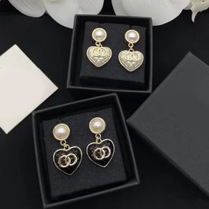 Parel hart bungelende oorbellen ontwerper voor vrouw Frans luxe merk C letter camellia oorbellen van hoge kwaliteit huwelijkscadeau