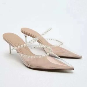 Talons perl arrivée des femmes sandales embellissements sexy transparent