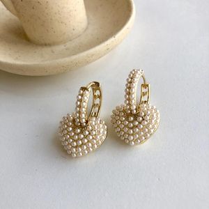 Boucles d'oreilles perle du cerceau à tempérament amovible à la mode