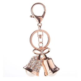 Pearl Jingle Bell Rhinestone Sleutelhanger Meisje Charm Auto Bag Opknoping Ornament Hanger Decoratie Kerstcadeau Sleutelhanger Sleutelhanger