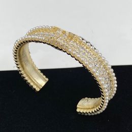 Parel Letter Design Bangle Bracelet Gold vergulde manchetarmband voor vrouw sieraden top sieraden levering