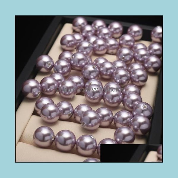 Perles en vrac bijoux 8-14mm cercle parfait coquille artificielle unique violet demi-trou livraison directe 2021 9Zdpu
