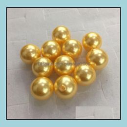 Perle perles en vrac bijoux 8-16Mm doré cercle parfait coquille mère de mer profonde demi-trou livraison directe 2021 3Pfko
