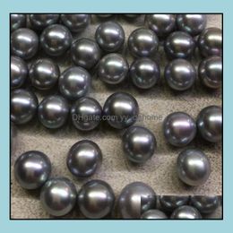 Joyería de cuentas sueltas de perlas, 9-10Mm, medio agujero, gris, individual, agua dulce Natural, regalo para mujer, entrega directa 2021 Usy1R