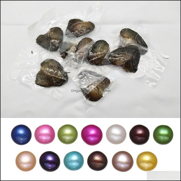 Perles perles perles bijoux cadeau fantaisie akoya de haute qualité amour eau d'eau douce huîtres 6-8mm couleurs mélangées avec emballage sous vide