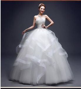 Perle de luxe perle mode bretelles robes de mariée 2018 nouveau coréen à plusieurs niveaux Organza douce mariée princesse robe robe de noiva