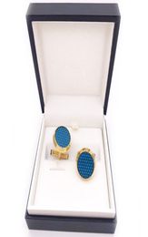 Perle Luxury Cuff Links Circle Blue Crystal Fourcolor en acier inoxydable hommes Business Shirts French Cufflinks Sleeve Style77608614