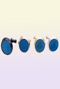 Perle Luxury Cuff Links Circle Blue Crystal Fourcolor en acier inoxydable hommes Business Shirts French Cufflinks Sleeve Style71675906