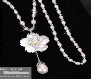 Collier de perles pour femmes, chaîne de pull, longue fleur, pendentif en perles, à la mode, 039s, 4860074