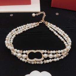 Collier de perle de luxe design bijoux pour femmes chain de cou de mode