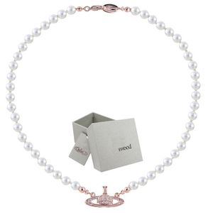 Parelsnoer Saturnus Kralen Hanger Mode Vrouwen Diamanten Ketting Paar Sieraden Gift Met verpakking box2891