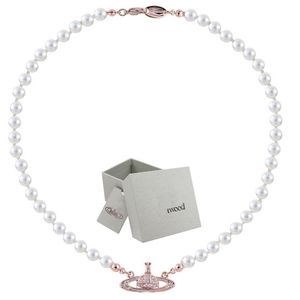 Collier de perles Saturne, pendentif en perles, mode femmes, collier en diamant, bijoux de Couple, cadeau avec boîte d'emballage 295P