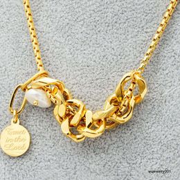 Collier de perles pour femmes, bijoux plaqués or, chaîne à maillons cubains en or