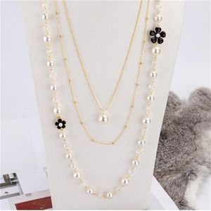 Collier de perles long pour femmes, multicouche, petit pendentif de perles parfumées, chaîne de pull décorative, automne et hiver