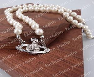 Parels kettingen Pin Saturn kralen hanger ketting dames diamant koper 18k goud vergulde designer sieraden sleutelbeen parelmoer 6235146