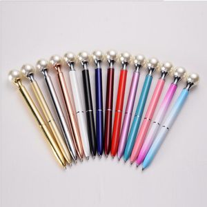 Stylos à bille boules métalliques diamant mignon créativité net cadeau rouge signature personnalisée stylo à bille rotation élancée