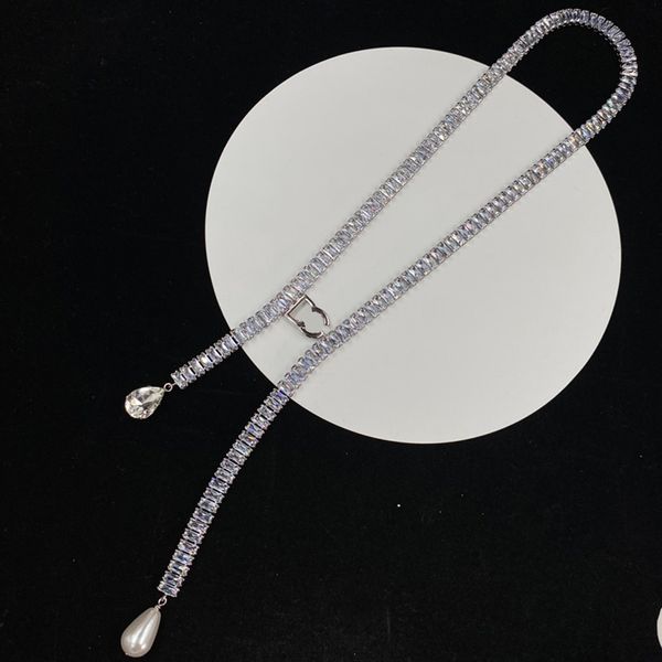 Perle pendentif 925 collier en argent dames en acier inoxydable diamant épissage chaîne Simple lien collier classique chic fête bijoux