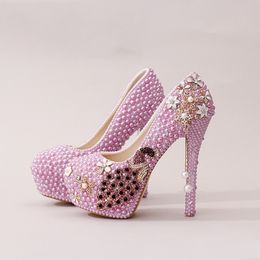 Parel Phoenix Bruid Jurk Schoenen Prachtig Ontwerp Strass Trouwschoenen Feest Prom Hoge Hakken Paars Wit Prom Evenement Shoes193i