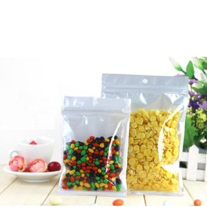 Sac en plastique Poly OPP transparent + blanc, emballage à fermeture éclair, emballages de vente au détail, bijoux, aliments, sac en plastique PVC