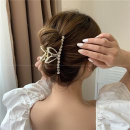 Pearl Rabbit Ears Catch Clip Metal Hair Claw Hairpin Female Large Hairgrip Chic Barrettes Girls Make UP Washing Tool