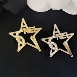 Perle Strass Lettre Broche Femmes Mignon Étoiles Lettres Broches Costume Épinglette Argent Or