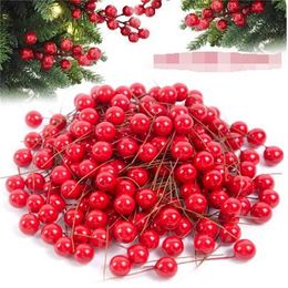 Étamines de perles fleur artificielle petites baies cerise pour boîte-cadeau de fête de mariage couronne de noël bricolage décorations pour la maison GC2317