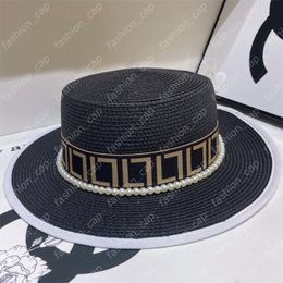 Chapeau de créateur de chapeaux de perle Chapeaux de seau pour femmes hommes de plage décontractée casqueur plat chapeau de soleil d'été