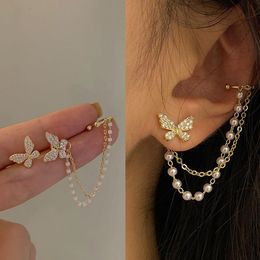 Pearl Tassel oorbellen nieuwe vlinderoorbellen voor vrouwen romantisch bengelen oorbellen persoonlijkheidsfeest ooraccessoires