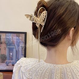 Pearl Tassel Hair Claw Butterfly Hair Clip for Women Ladies Fashion Hair Accessories Ponytail Clips
