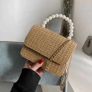 Sac fourre-tout Pearl Mini Brochebody Sac 2021 Été Nouvelle paille de haute qualité Femme Sac à main Sac à main Bandoulière