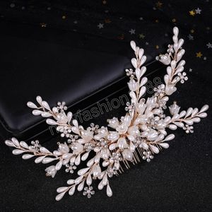 Parel bruiloft haar kam tiaras voor vrouwen kristal kraal legering haarspeld meisjes prom haar clips charm bruidshaar sieraden