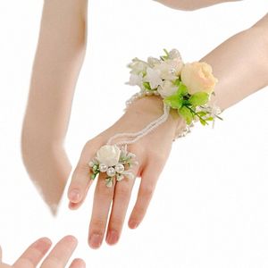 poilue de perle fr pour filles demoiselle d'honneur de mariage à lacets à lacets frouss de mariée Active de promotion Bracelet anneau de bracelet Decorati L540 #