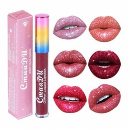 Brillant à lèvres nacré Diamd Nude Candy Metal Glitter Liquide Rouge à lèvres Lèvres Hydratant Cosmétiques Brillant métallique Lipgloss j1VR #