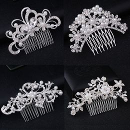 Tiaras de boda con perlas, impresionante peine fino, accesorios de joyería nupcial, cepillo de pelo de cristal, horquilla para novia