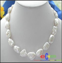 Bijoux de perles authentiques énormes 18quot1520 mm Natural Sea Baroque Collier de perles blanc 14K2940766