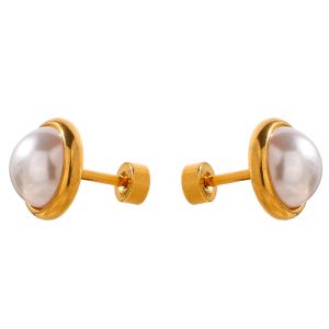 Pearls Pendientes de espaldas de tornillo de moda 14k Joyería de oro amarillo encanto geométrico para mujeres Gala Gift 3933