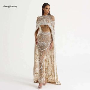 Pearls Sharon a déclaré des robes de soirée de champagne de Dubaï avec des femmes arabes sirène robe de bal de fête de mariage ss369 240115