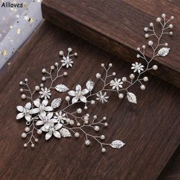 Legering bloemparels tiara bruids headpieces bruiloft hoofdband haarkam clip vrouwen haar sieraden strass rhinestone bruid hoofdtooi prom evenementen haaraccessoires cl1983