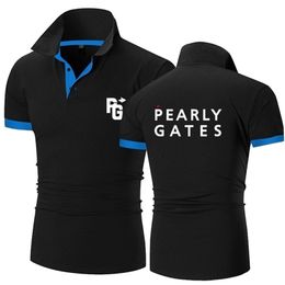 Pearly Gates Golf Summer Men S Fashion Slim Short Sleved Polo Shirt Sports Business Rapel Man S Top 220614