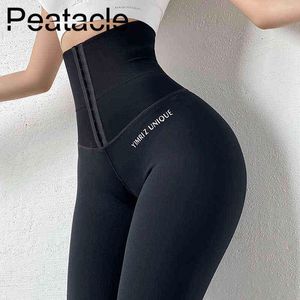 Peatacle Corset Fitness Leggings Mujer Ropa exterior Entrenamiento Gimnasio Yoga Pantalones Otoño Ajustado Cintura alta Elástico Control de barriga Sexy H1221