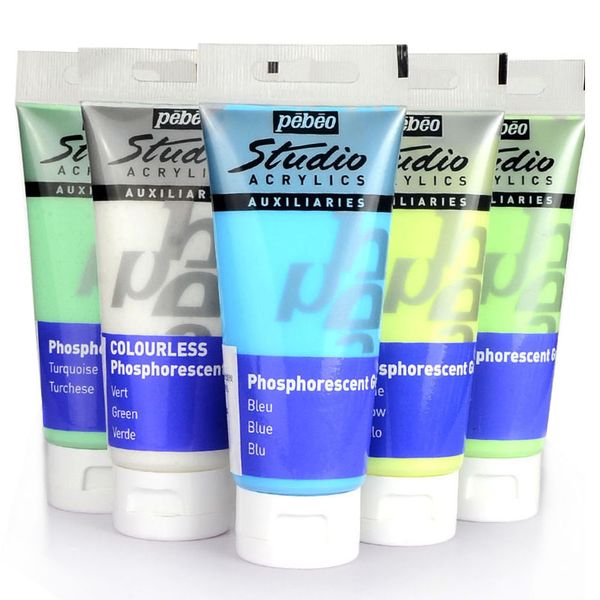 Pebeo acrylique peinture brillance dans les peintures brillantes sombres pigments lumineux peinture de fibres fluorescentes pour les fournitures d'art en tissu 100 ml