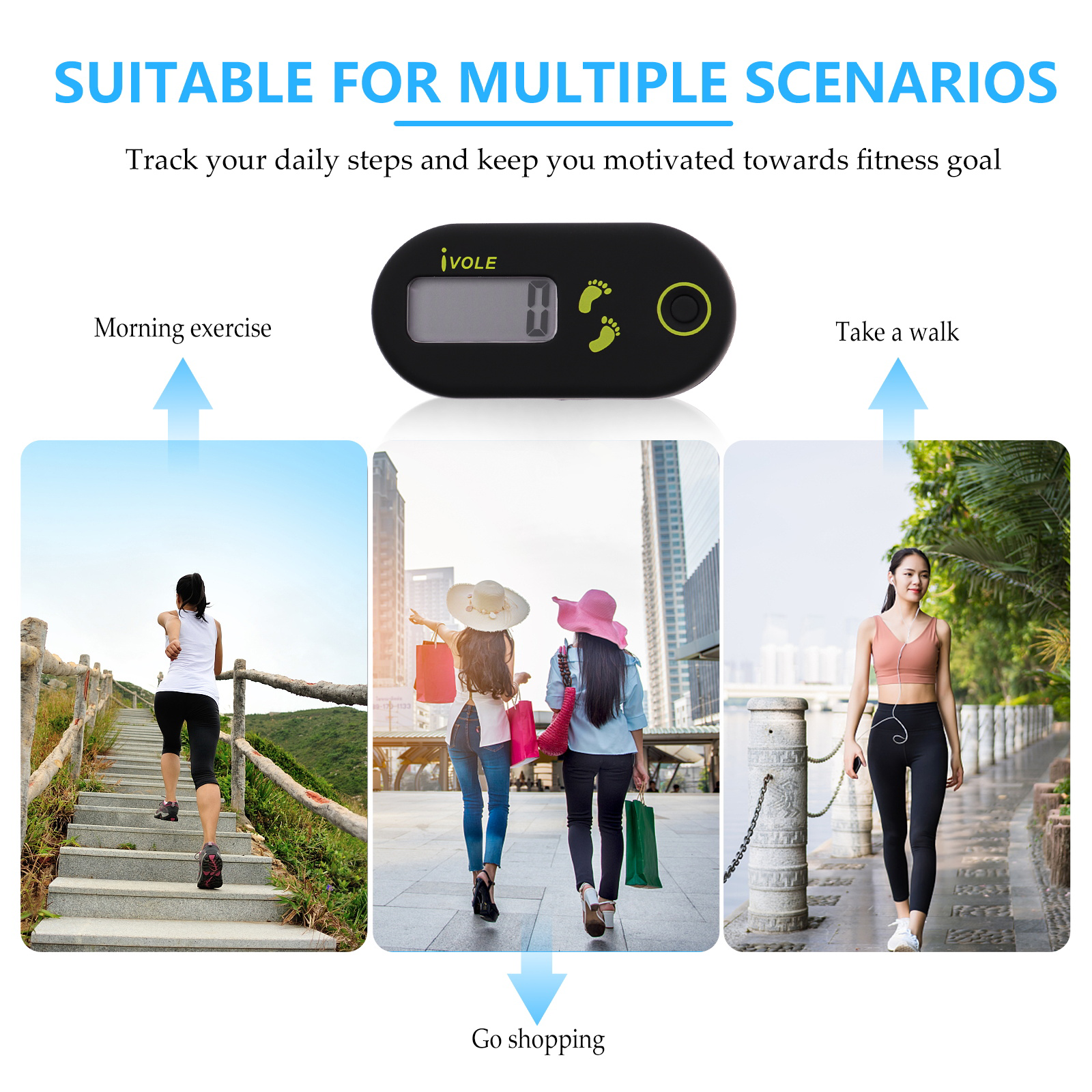 Stappenteller stap voor counter walking oefening 3d clip digitale stappenters sport op stappen mini -horloge met en stopwatch