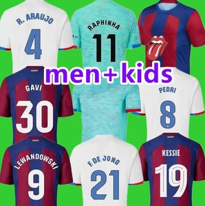 Pedri Soccer Jerseys Lewandowski Gavi 2023 2024 Lamine Yamal Ferran Kounde Raphinha F. de Jong Gundogan Camiseta de Futbol Football Shirt Men Kits Kits