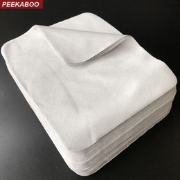 PEEKABOO 100 STKS 175mm * 145mm Grijs Schermdoekjes Reiniging Microfiber Suede Hoge Kwaliteit Sunglass Cleaning Cloth Custom 201021